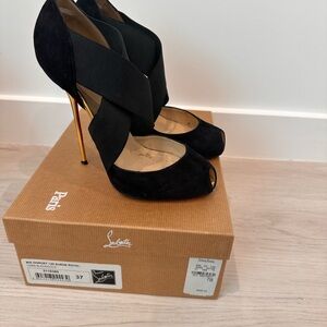 Christian Louboutin Black Peep-Toe Heels